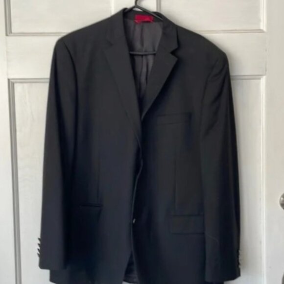 Men’s Alfani Macy's Black Pinstripe Wool Suit Jacket 44R - Picture 2 of 3